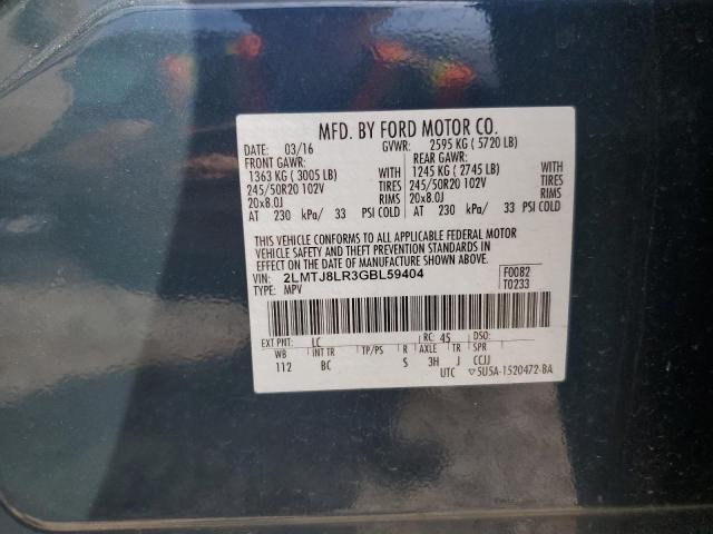 2LMTJ8LR3GBL59404 - 2016 LINCOLN MKX RESERVE BLUE photo 13