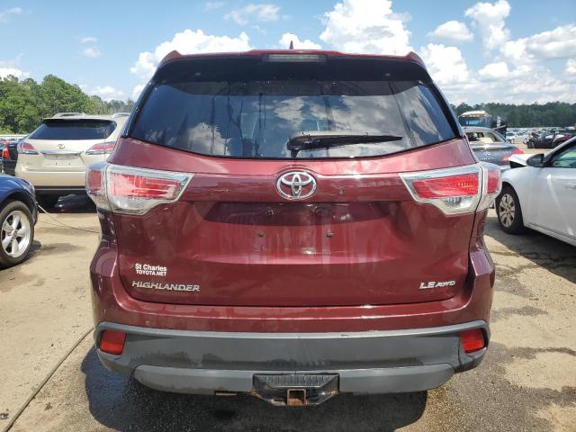 5TDBKRFH7FS118993 - 2015 TOYOTA HIGHLANDER LE MAROON photo 6