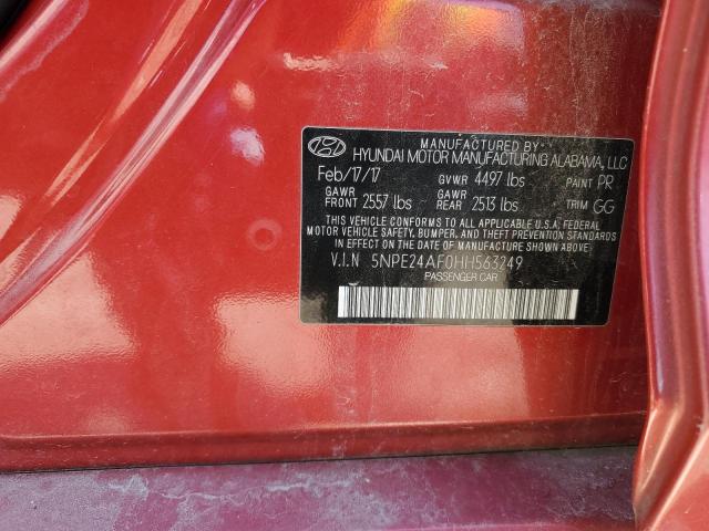 5NPE24AF0HH563249 - 2017 HYUNDAI SONATA SE RED photo 12