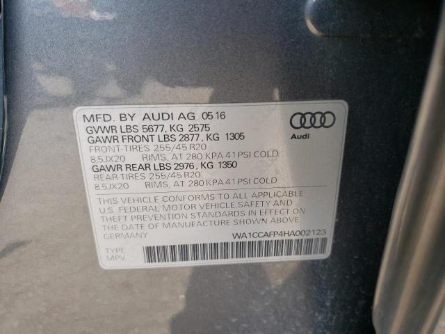 WA1CCAFP4HA002123 - 2017 AUDI SQ5 PREMIUM PLUS GRAY photo 13