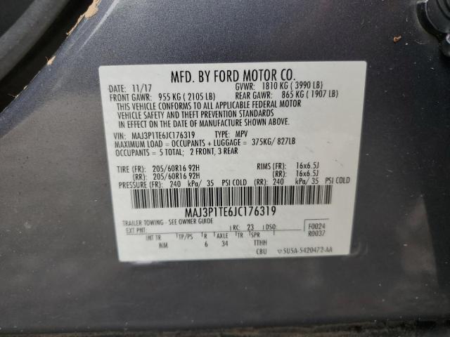 MAJ3P1TE6JC176319 - 2018 FORD ECOSPORT SE ნაცრისფერი ფოტო 14