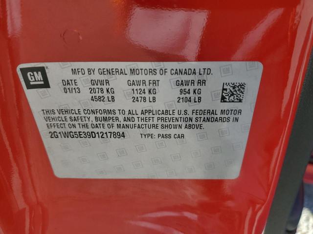 2G1WG5E39D1217894 - 2013 CHEVROLET IMPALA LT RED photo 12