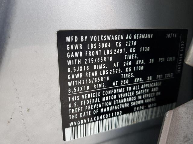 WVGBV7AX8HK011192 - 2017 VOLKSWAGEN TIGUAN S SILVER photo 13