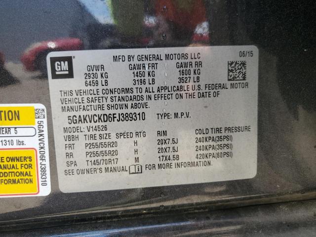 5GAKVCKD6FJ389310 - 2015 BUICK ENCLAVE GRAY photo 14