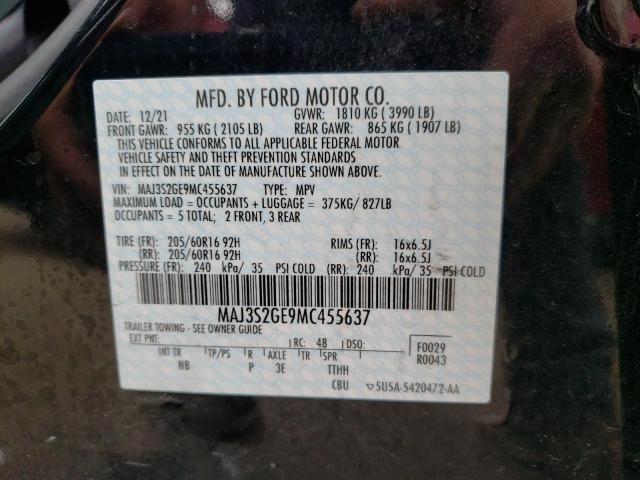 MAJ3S2GE9MC455637 - 2021 FORD ECOSPORT SE Qara foto 12