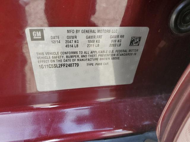 1G11C5SL2FF248779 - 2015 CHEVROLET MALIBU 1LT MAROON photo 10