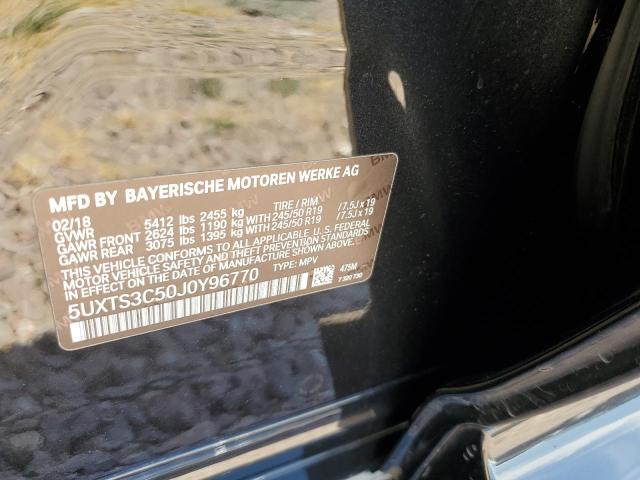 5UXTS3C50J0Y96770 - 2018 BMW X3 XDRIVEM40I Siyah fotoğraf 12