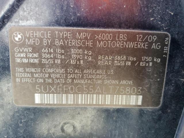 5UXFF0C55ALT75803 - 2010 BMW X5 XDRIVE35D BLACK photo 13
