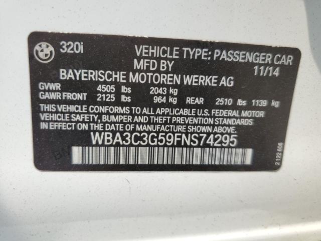 WBA3C3G59FNS74295 - 2015 BMW 320 I XDRIVE WHITE photo 12