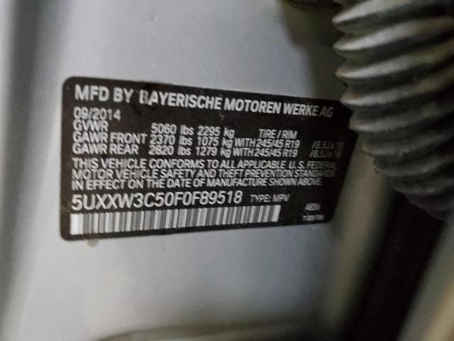 5UXXW3C50F0F89518 - 2015 BMW X4 XDRIVE28I SILVER photo 13