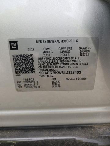 5GAERBKW6LJ118403 - 2020 BUICK ENCLAVE ESSENCE 银色 照片 14