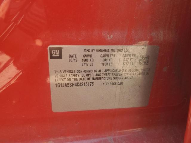 1G1JA5SH4C4215176 - 2012 CHEVROLET SONIC LS წითელი ფოტო 12