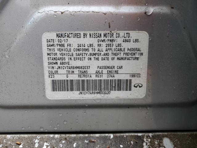 JN1CV7AR6HM682037 - 2017 INFINITI Q50 BASE ვერცხლისფერი ფოტო 12