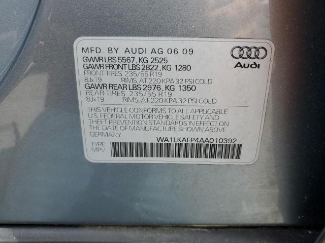 WA1LKAFP4AA010392 - 2010 AUDI Q5 PREMIUM PLUS GRAY photo 12