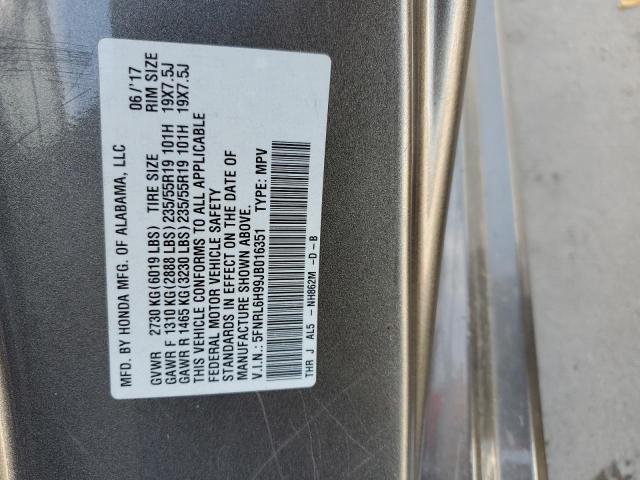 5FNRL6H99JB016351 - 2018 HONDA ODYSSEY ELITE Gris foto 13