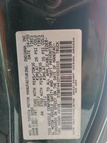 5TBBT4410YS003315 - 2000 TOYOTA TUNDRA ACCESS CAB 绿色 照片 12
