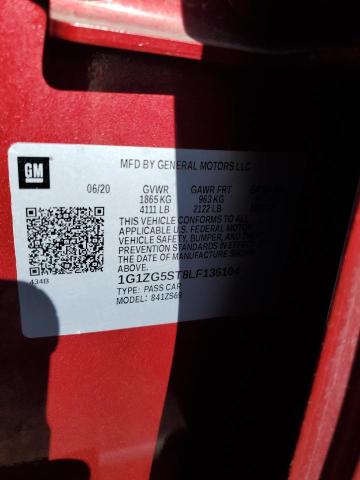 1G1ZG5ST8LF136104 - 2020 CHEVROLET MALIBU RS 红色 照片 12