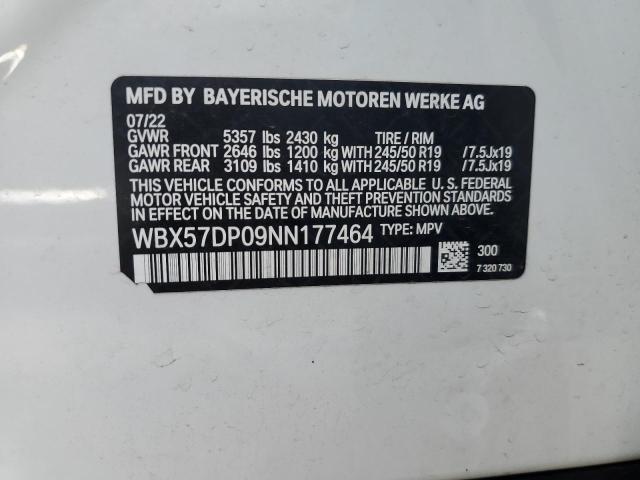 WBX57DP09NN177464 - 2022 BMW X3 XDRIVE30I WHITE photo 13