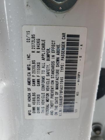 19UUB2F79FA017945 - 2015 ACURA TLX ADVANCE WHITE photo 12