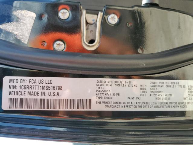 1C6RR7TT1MS516798 - 2021 RAM 1500 CLASS SLT 黑色 照片 12