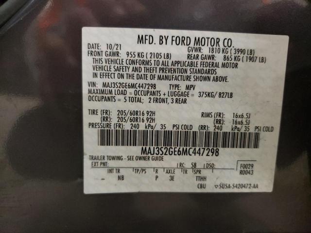 MAJ3S2GE6MC447298 - 2021 FORD ECOSPORT SE 灰色 照片 14