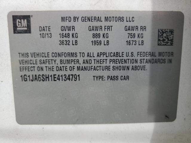 1G1JA6SH1E4134791 - 2014 CHEVROLET SONIC LS WHITE photo 12