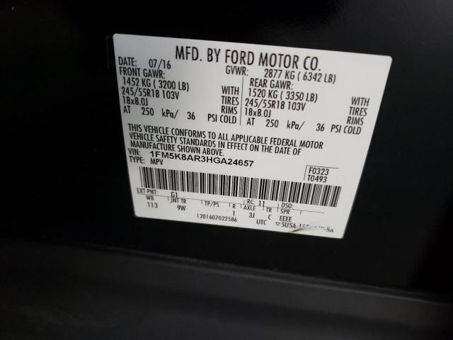 1FM5K8AR3HGA24657 - 2017 FORD EXPLORER POLICE INTERCEPTOR BLACK photo 13