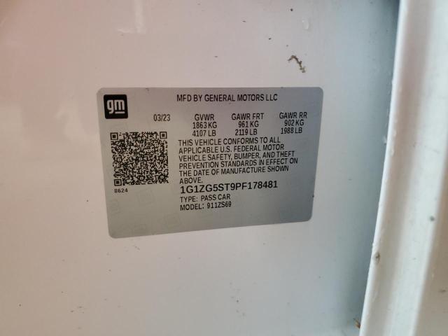 1G1ZG5ST9PF178481 - 2023 CHEVROLET MALIBU RS WHITE photo 12