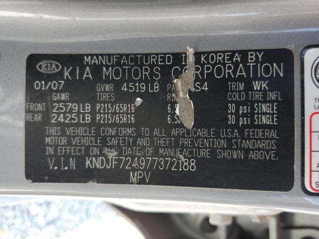 KNDJF724977372188 - 2007 KIA SPORTAGE LX GRAY photo 13