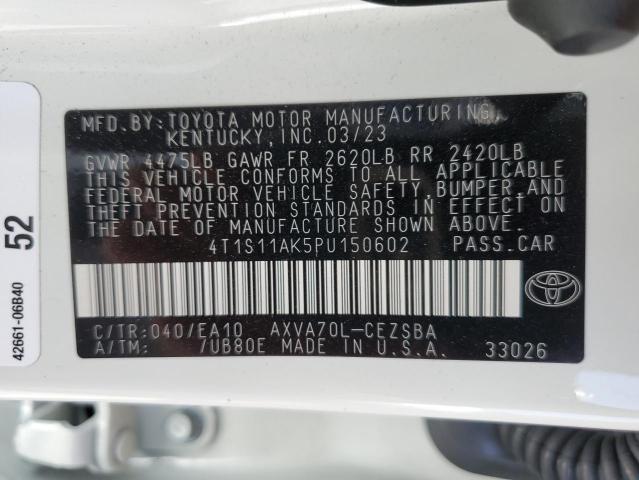 4T1S11AK5PU150602 - 2023 TOYOTA CAMRY SE NIGHT SHADE WHITE photo 12