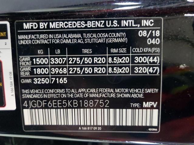 4JGDF6EE5KB188752 - 2019 MERCEDES-BENZ GLS 450 4MATIC BLACK photo 13