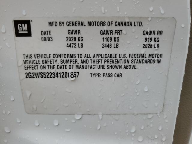 2G2WS522341201857 - 2004 PONTIAC GRAND PRIX GT2 თეთრი ფოტო 12