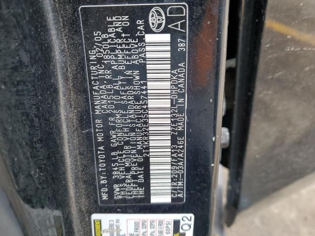 2T1KR32E35C457441 - 2005 TOYOTA COROLLA MA XR BLACK photo 12