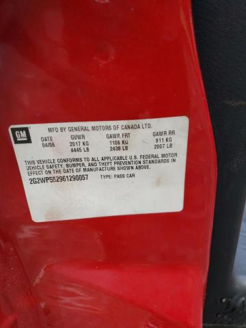 2G2WP552961290057 - 2006 PONTIAC GRAND PRIX 红色 照片 12