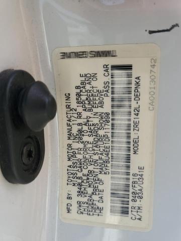 5YFBU4EE1DP117090 - 2013 TOYOTA COROLLA BASE Սպիտակ լուսանկար 13