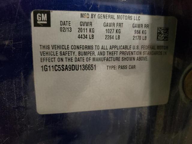 1G11C5SA9DU136651 - 2013 CHEVROLET MALIBU 1LT 蓝色 照片 12