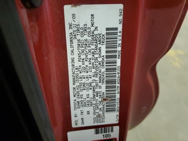 5TEUX4EN4AZ711694 - 2010 TOYOTA TACOMA ACCESS CAB წითელი ფოტო 13