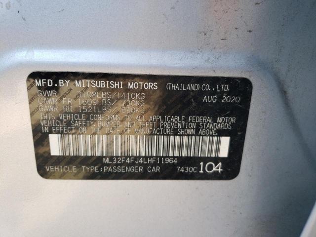 ML32F4FJ4LHF11964 - 2020 MITSUBISHI MIRAGE G4 SE BLUE photo 13