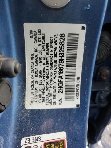 2HGFA16679H325828 - 2009 HONDA CIVIC LX-S BLUE photo 12