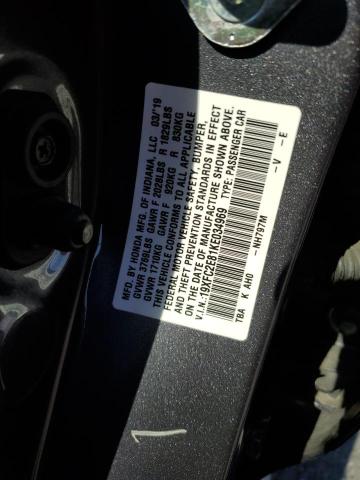 19XFC2E81KE034969 - 2019 HONDA CIVIC SPORT გრაფიტი ფოტო 12