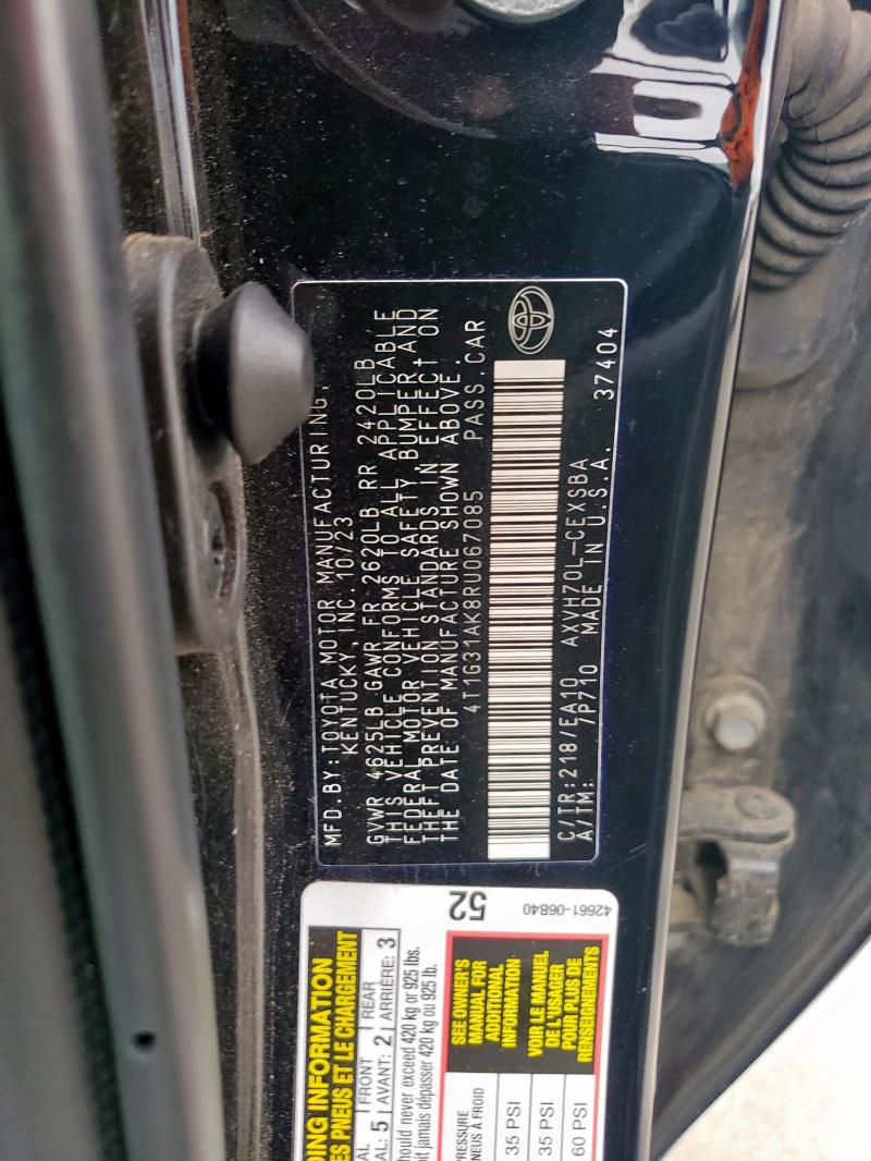 4T1G31AK8RU067085 - 2024 TOYOTA CAMRY SE NIGHT SHADE BLACK photo 13