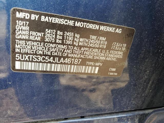 5UXTS3C54JLA46187 - 2018 BMW X3 XDRIVEM40I BLUE photo 13