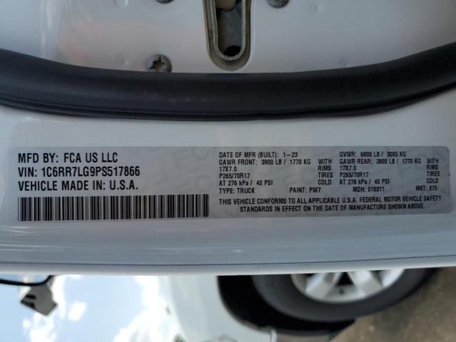1C6RR7LG9PS517866 - 2023 RAM 1500 CLASS SLT თეთრი ფოტო 12