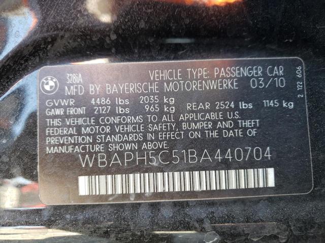 WBAPH5C51BA440704 - 2011 BMW 328 I SULEV BLACK photo 12