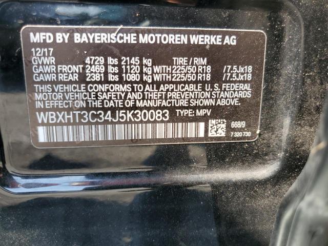 WBXHT3C34J5K30083 - 2018 BMW X1 XDRIVE28I 黑色 照片 10