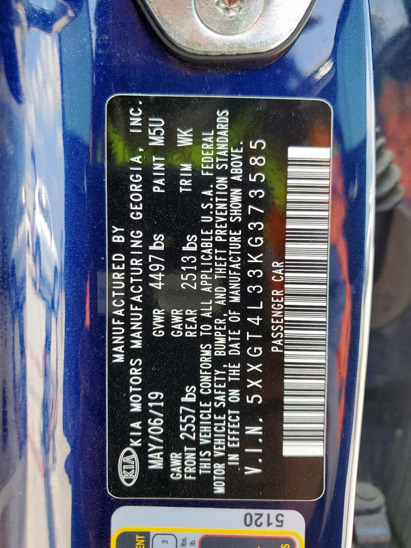 5XXGT4L33KG373585 - 2019 KIA OPTIMA LX Niebieski zdjęcie 13