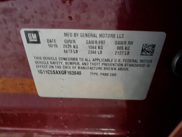 1G11C5SAXGF163849 - 2016 CHEVROLET MALIBU LIM LT RED photo 12