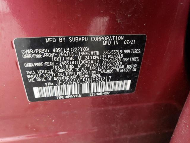 JF2SKAXC5MH580217 - 2021 SUBARU FORESTER TOURING RED photo 13