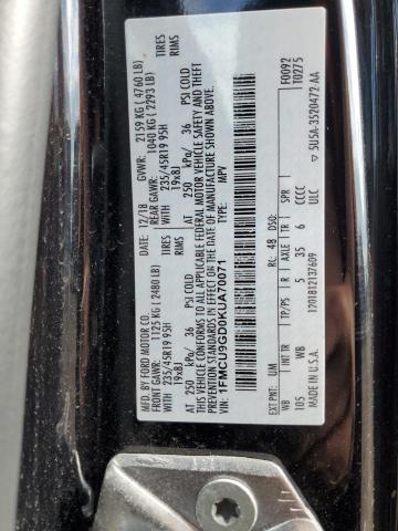 1FMCU9GD0KUA70071 - 2019 FORD ESCAPE SE შავი ფოტო 13