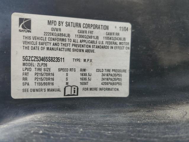 5GZCZ53465S823511 - 2005 SATURN VUE BLUE photo 13